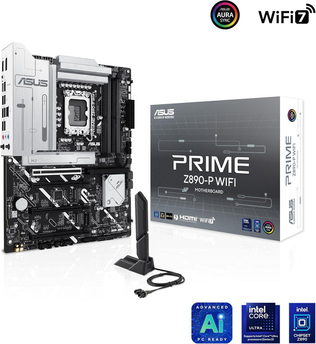 ASUS Intel PRIME Z890-P ATX motherboard,14+1+2+1 (80A) power stages,DDR5 slots, PCIe 5.0 w/full support for next-gen GPUs, USB 20Gbps Type-C port, 4 x M.2 slots, PCIe Slot Q-Release