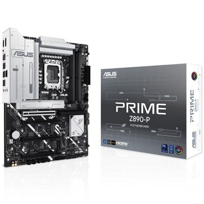 ASUS Intel PRIME Z890-P ATX motherboard,14+1+2+1 (80A) power stages,DDR5 slots, PCIe 5.0 w/ full support for next-gen GPUs, USB 20Gbps Type-C port, 4 x M.2 slots, PCIe Slot Q-Release