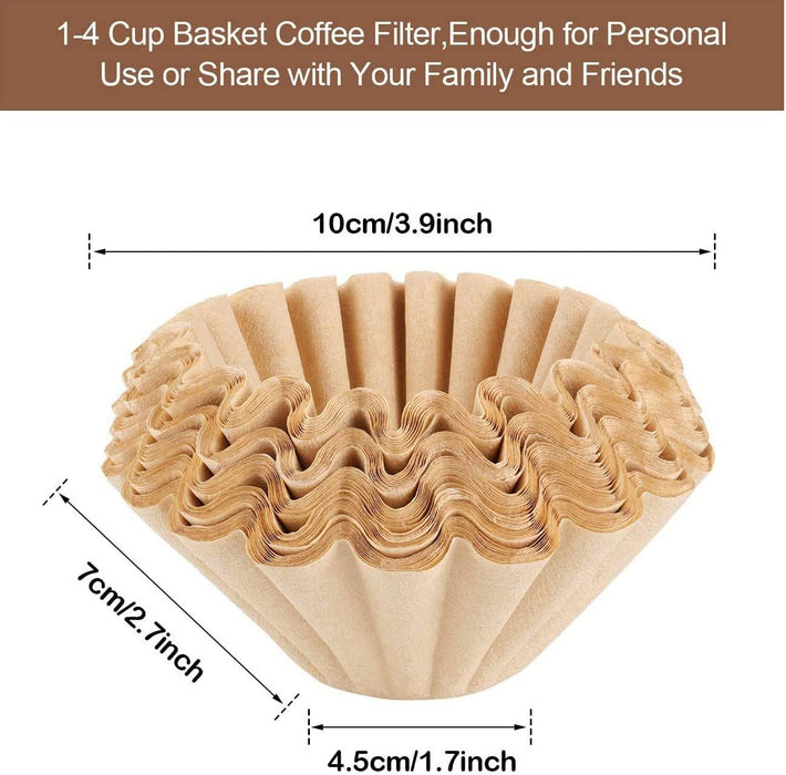 Hundnsney 100 Pieces 1-4 Cups Basket Coffee Filter Basket Filter Disposable Coffee Filter Paper for Home Use