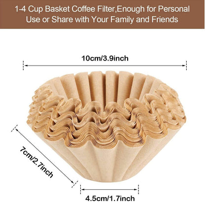Hundnsney 100 Pieces 1-4 Cups Basket Coffee Filter Basket Filter Disposable Coffee Filter Paper for Home Use