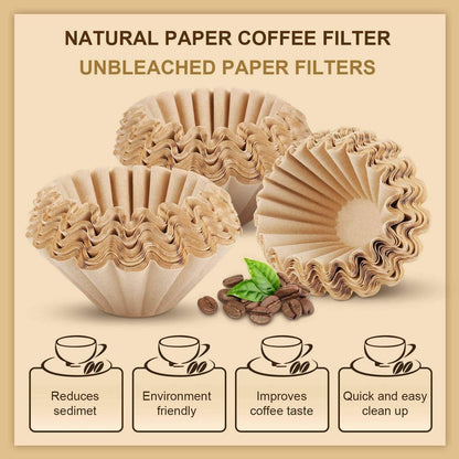 Hundnsney 100 Pieces 1-4 Cups Basket Coffee Filter Basket Filter Disposable Coffee Filter Paper for Home Use