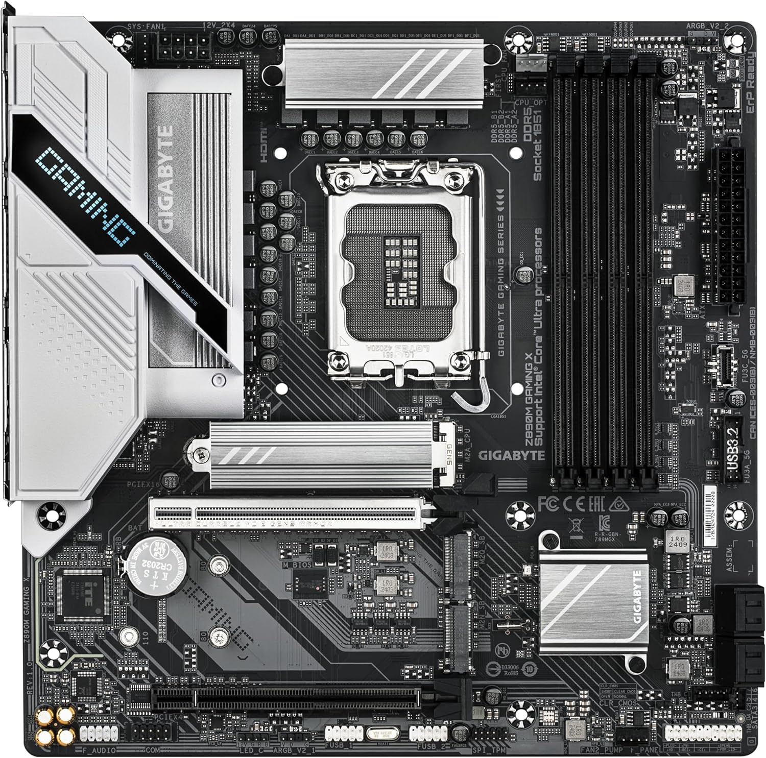 GIGABYTE Z890M GAMING X Motherboard - Supports Intel Core Ultra (Series 2) CPUs, 8+1+2 phases VRM, up to 8800MHz DDR5 (OC), 1xPCIe 5.0 + 2xPCIe 4.0, 2.5GbE LAN, USB 3.2 Gen 1