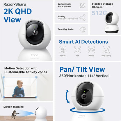 Pan/Tilt AI Home Security Wi-Fi Camera