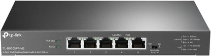 TP-Link 5-Port 2.5G Desktop Switch with 4-Port PoE++, 60W Budget for PoE++ port,123 W for all PoE, Auto Recovery, Compliance with IEEE 802.3af/at/bt, Durable Metal Casing,Plug and Play(TL-SG105PP-M2)