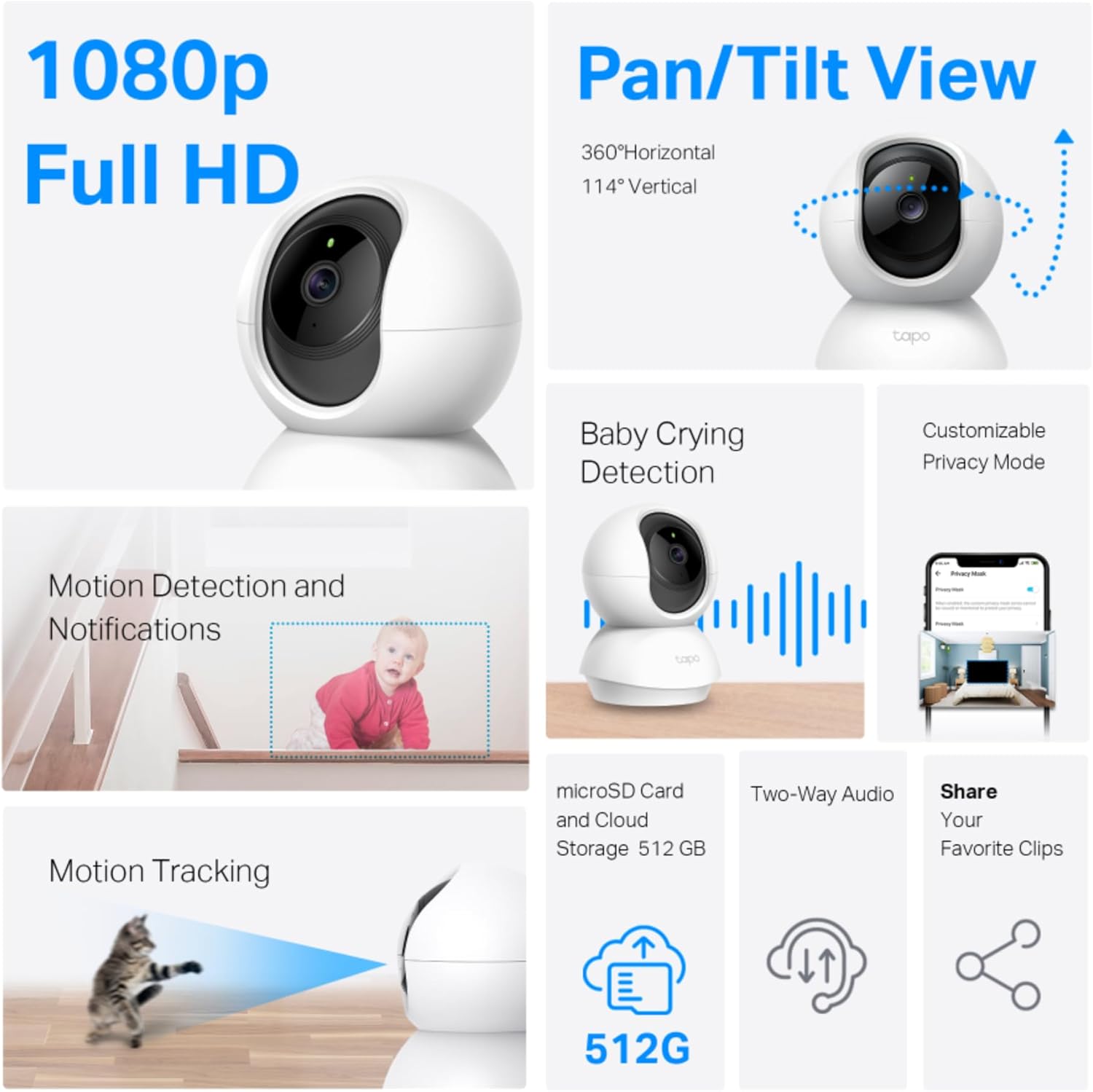 Pan/Tilt Home Security Wi-Fi Camera