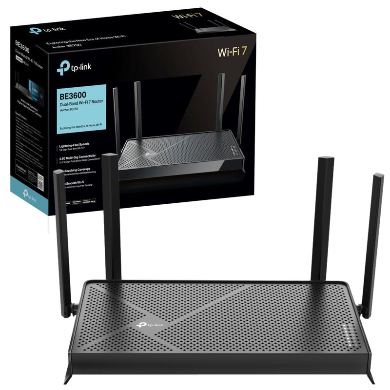 TP-Link Archer BE230 Router WiFi 7 BE3600Mbps, WiFi Router, 2.5G Ports, USB 3.0 Port, Maximized Coverage, VPN Router, Internet Booster Routers, WiFi Booster, HomeShield Security, Easy Setup,EasyMesh