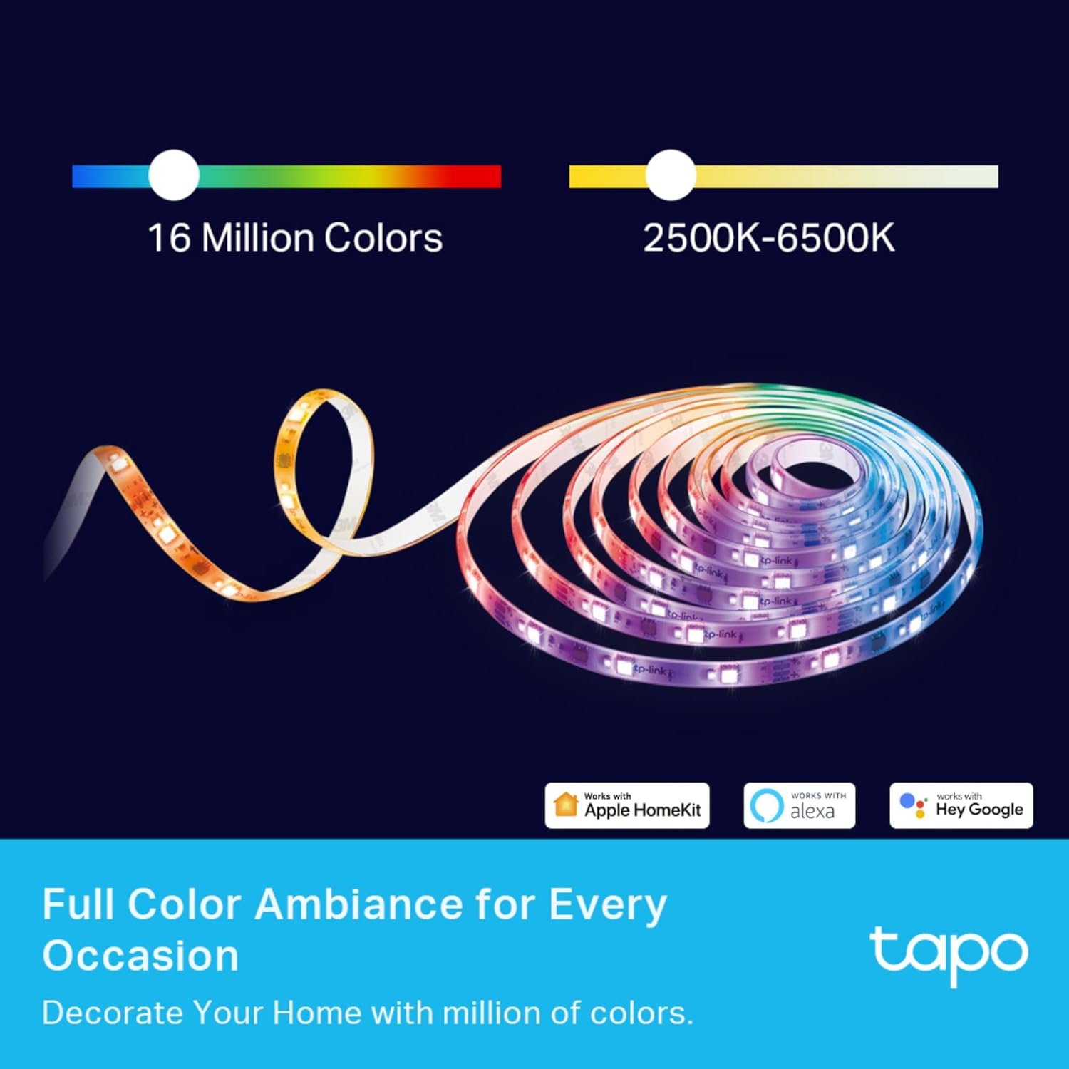 Tapo Led Strip Light, Smart Led Light Strips 5m, App Control, LED Lights for Bedroom, PU Coating LED Lights, Works with Alexa & Google Home & Apple HomeKit, Suitable for TV Kitchen (Tapo L930-5)