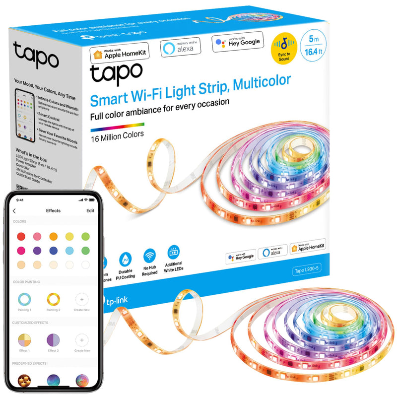Tapo Led Strip Light, Smart Led Light Strips 5m, App Control, LED Lights for Bedroom, PU Coating LED Lights, Works with Alexa & Google Home & Apple HomeKit, Suitable for TV Kitchen (Tapo L930-5)