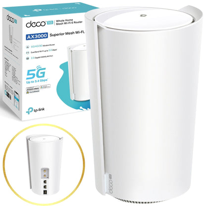 TP-Link Deco X50-5G AX3000 Whole Home Wi-Fi 6, 5G/4G+Cat 6 Router,Add on Single Unit for All WiFi 7/6/5 Deco Mesh Pack for Extended Coverage Requirement,SIM Slot Unlocked, HomeShield, Works with Alexa