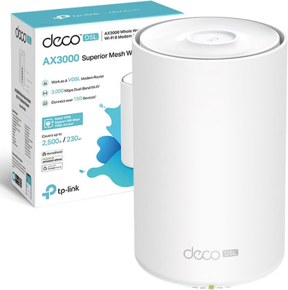 TP-Link AX3000 VDSL Whole Home Mesh Wi-Fi 6 Router, Dual-Band with 4x Gigabit WAN/LAN Ethernet ports, Connect up to 150 devices, Super VDSL2 Speed, HomeShield Security, work with Alexa (Deco X50-DSL) VDSL2|AX3000 Mbps|4 Gigabit Ports|Mesh