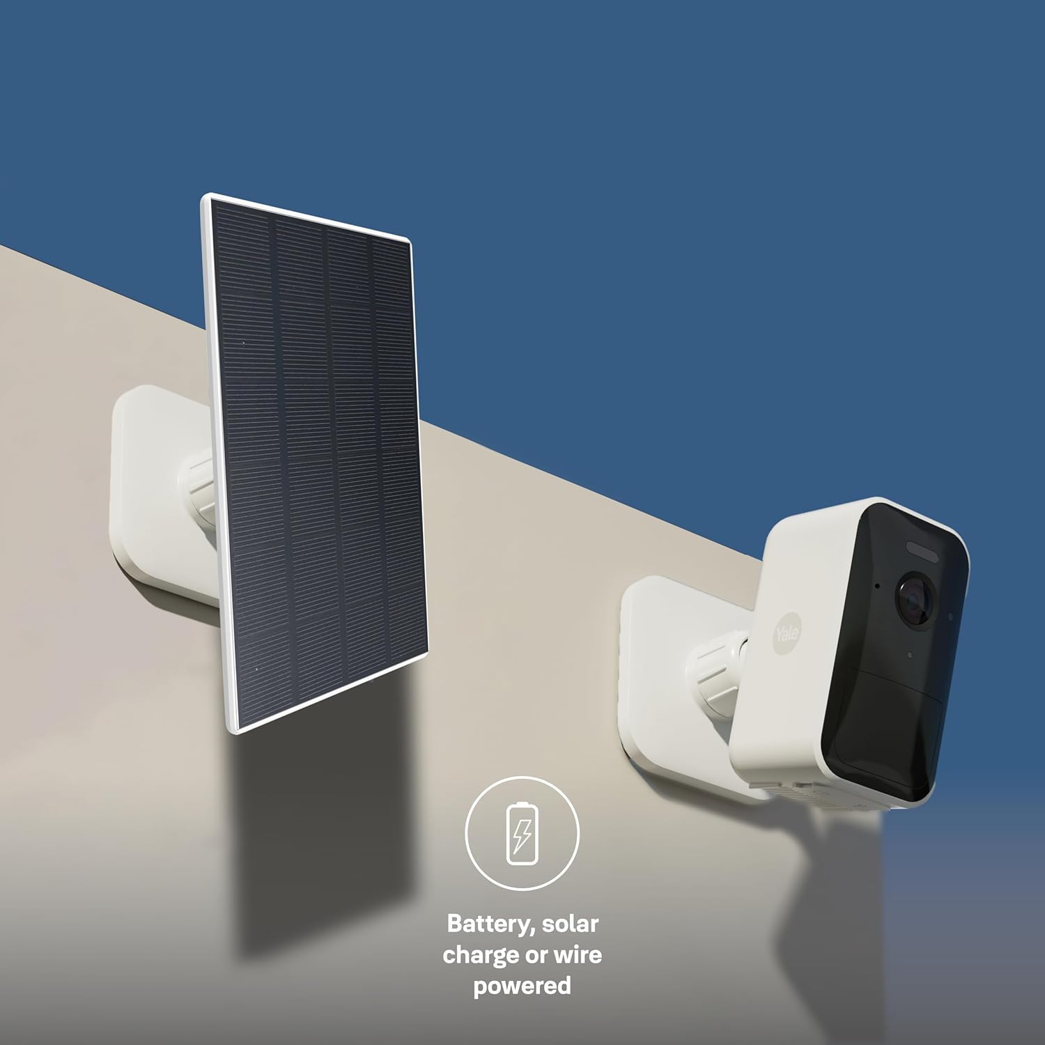 Yale - Solar Panel Charger - Outdoor Usage - Up to 3W Power in Direct Sunlight - Easy Installation - 2m Cable - USB-C Connector - Accessory Compatible with Yale Smart Outdoor Camera