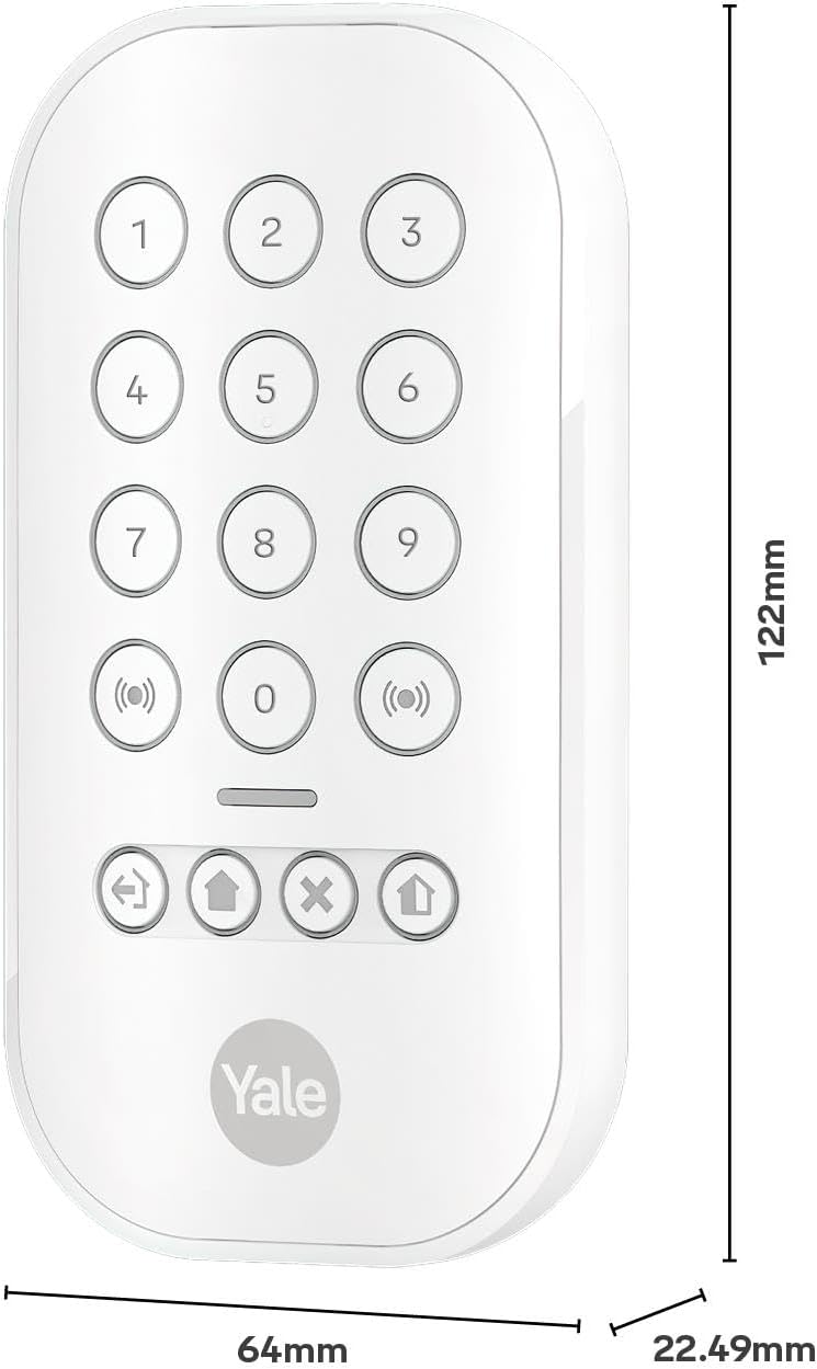 Yale Keypad | Arm, Part-Arm, Disarm | Control 4 Security Areas | Panic Button | PIN Security | Backlit Keys | Only Compatible with New Yale Smart Alarm
