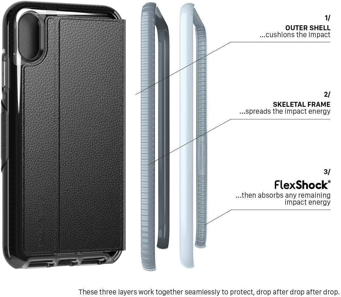 Tech21 Protective Wallet Case for Apple iPhone XR Magnetic Closing Cover with Card Storage - Evo Wallet - Black