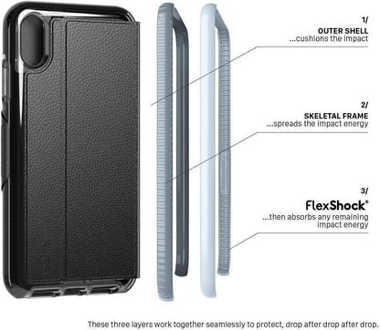 Tech21 Protective Wallet Case for Apple iPhone XR Magnetic Closing Cover with Card Storage - Evo Wallet - Black