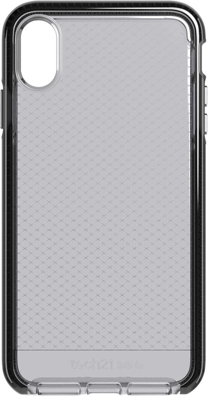 tech21 Protective Apple iPhone XS Max Case Thin Patterned Back Cover with FlexShock - Evo Check - Smokey Black Smokey/Black