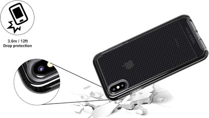 tech21 Protective Apple iPhone XS Max Case Thin Patterned Back Cover with FlexShock - Evo Check - Smokey Black Smokey/Black