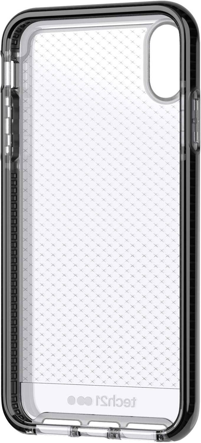 tech21 Protective Apple iPhone XS Max Case Thin Patterned Back Cover with FlexShock - Evo Check - Smokey Black Smokey/Black