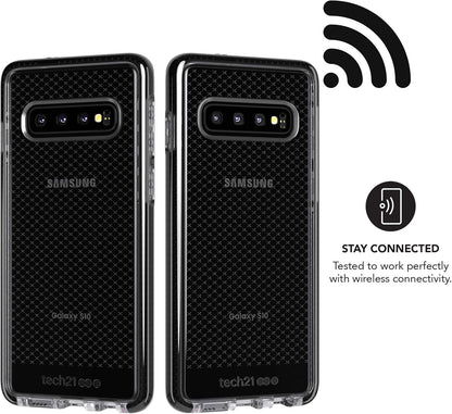 Tech21 Protective Samsung Galaxy S10 Case Thin Patterned Back Cover with FlexShock - Evo Check - Smokey Black Smokey/Black
