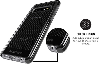 Tech21 Protective Samsung Galaxy S10 Case Thin Patterned Back Cover with FlexShock - Evo Check - Smokey Black Smokey/Black