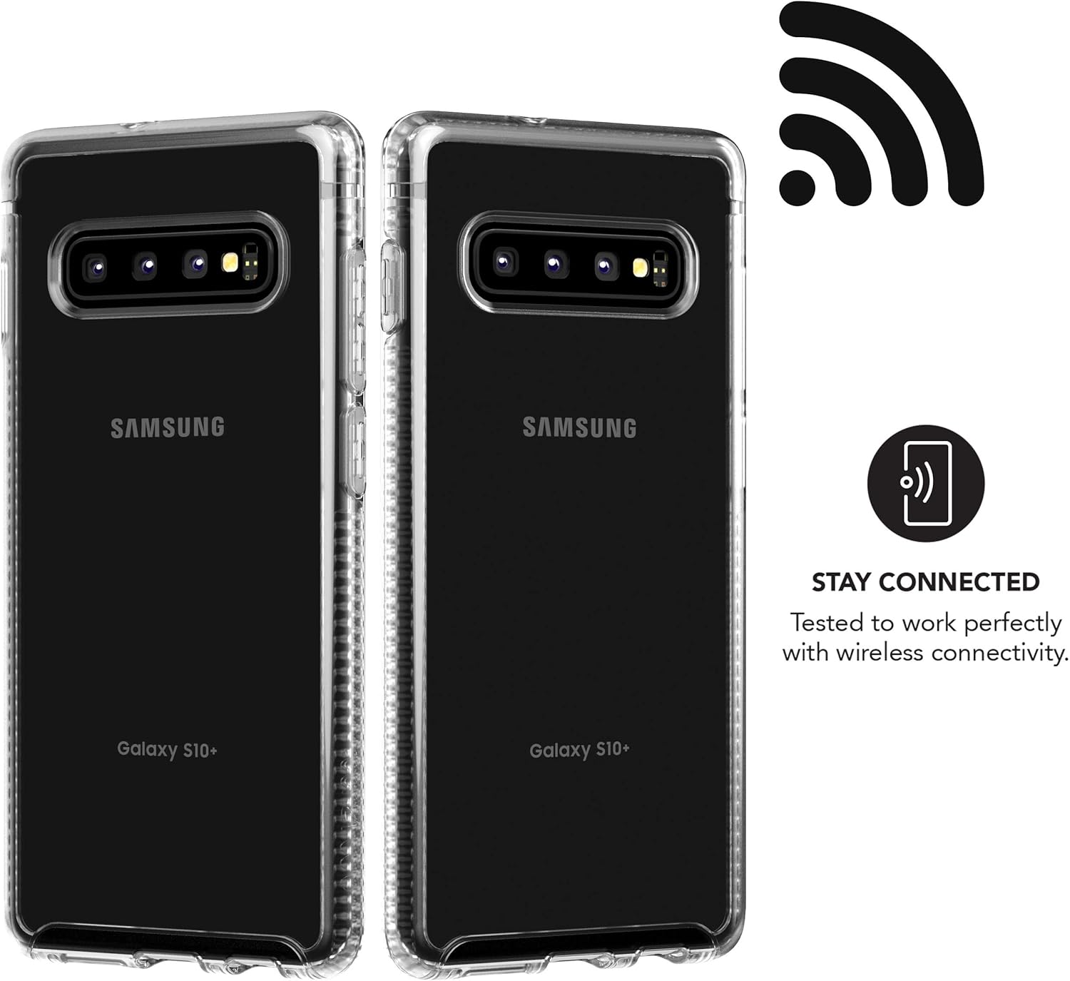 Tech 21 Protective Samsung Galaxy S10 Plus Case Ultra Thin Back Cover with BulletShield Protection - Pure Clear - Transparent