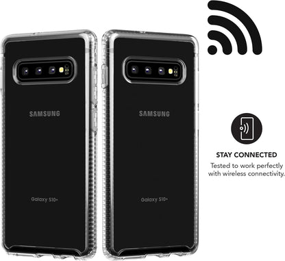 Tech 21 Protective Samsung Galaxy S10 Plus Case Ultra Thin Back Cover with BulletShield Protection - Pure Clear - Transparent