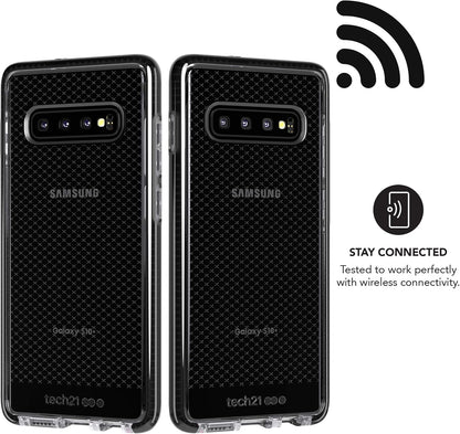 Tech21 Protective Samsung Galaxy S10+ Case Thin Patterned Back Cover with FlexShock - Evo Check - Smokey Black Smokey/Black