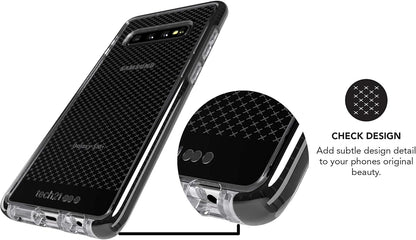 Tech21 Protective Samsung Galaxy S10+ Case Thin Patterned Back Cover with FlexShock - Evo Check - Smokey Black Smokey/Black