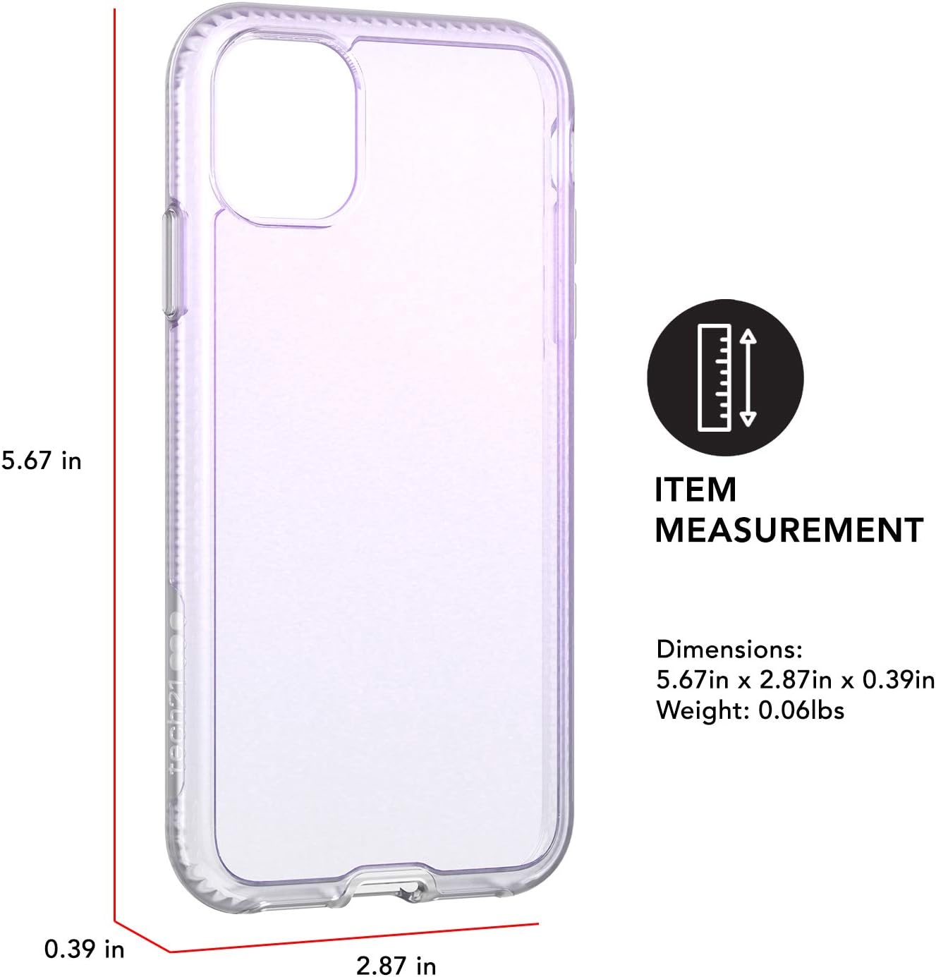 Tech21 Protective Apple iPhone 11 Case Ultra-Thin Iridescent Back Cover with BulletShield - Pure Shimmer - Pink