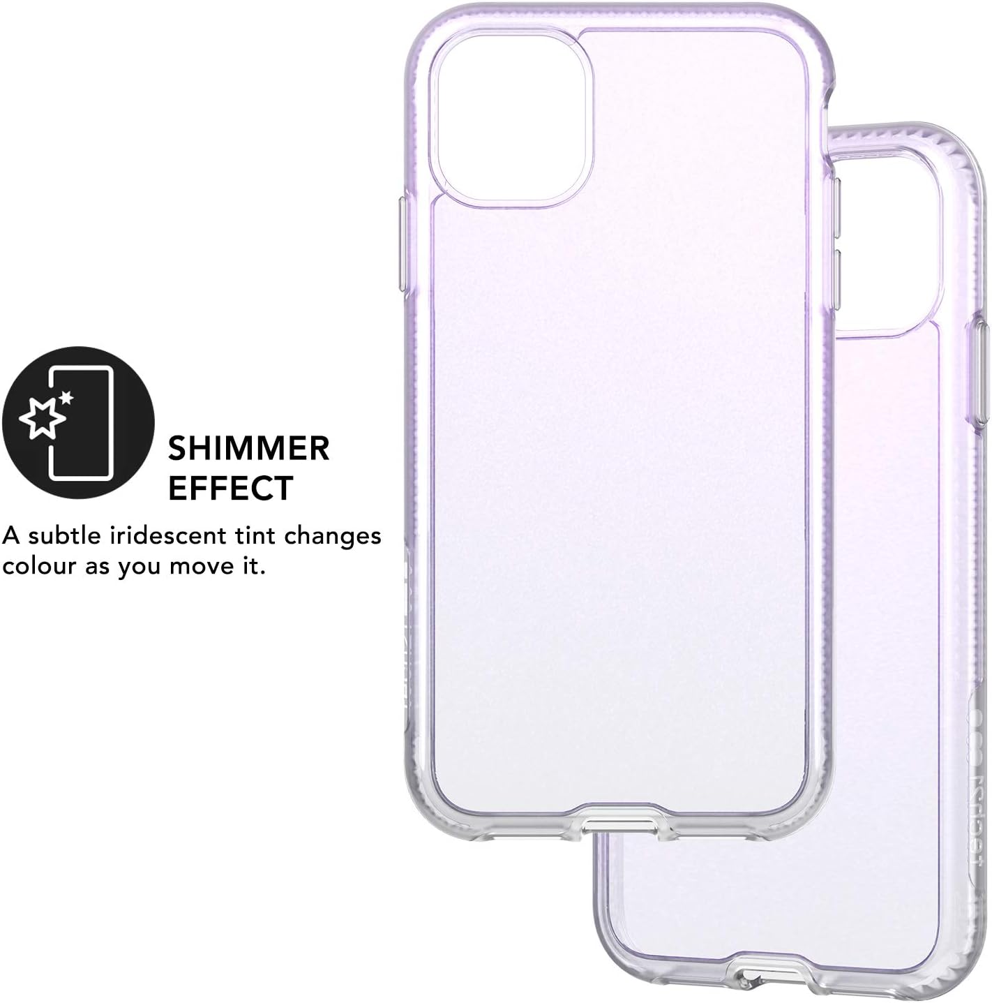 Tech21 Protective Apple iPhone 11 Case Ultra-Thin Iridescent Back Cover with BulletShield - Pure Shimmer - Pink
