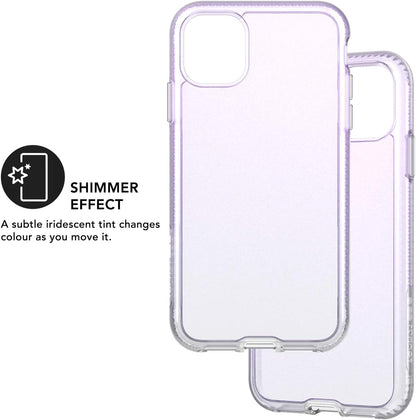 Tech21 Protective Apple iPhone 11 Case Ultra-Thin Iridescent Back Cover with BulletShield - Pure Shimmer - Pink