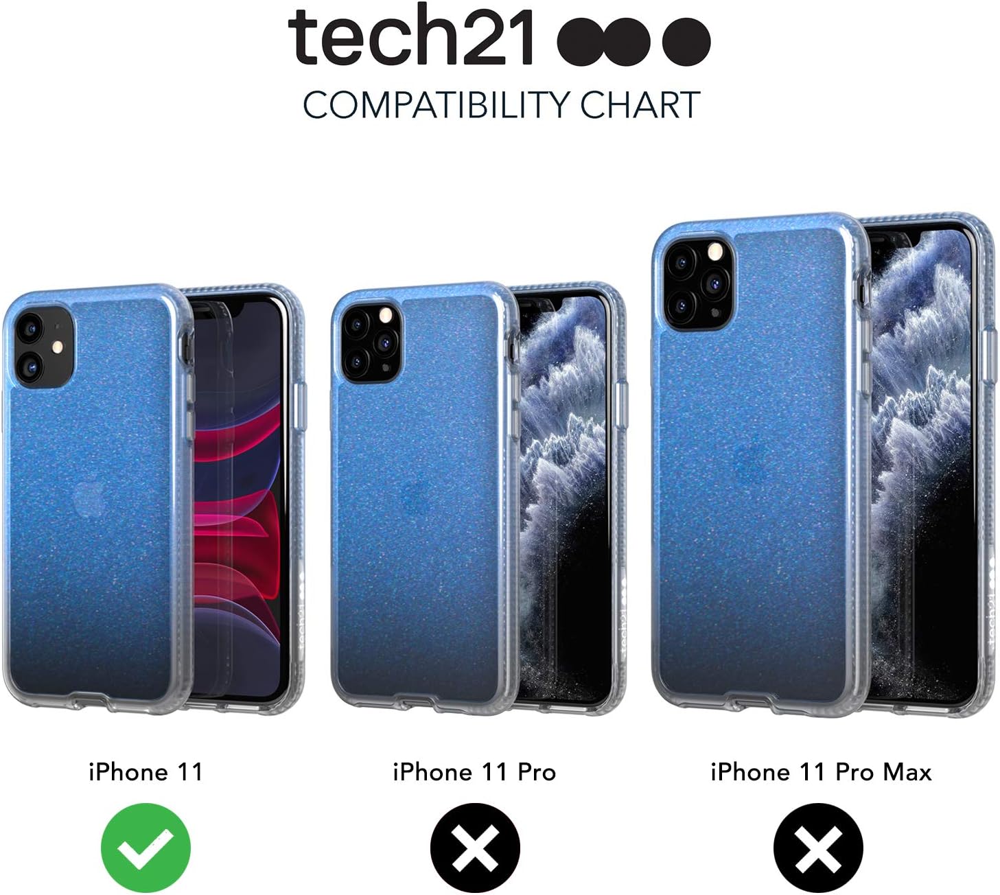Tech21 Protective Apple iPhone 11 Case Ultra-Thin Iridescent Back Cover with BulletShield - Pure Shimmer - Pink