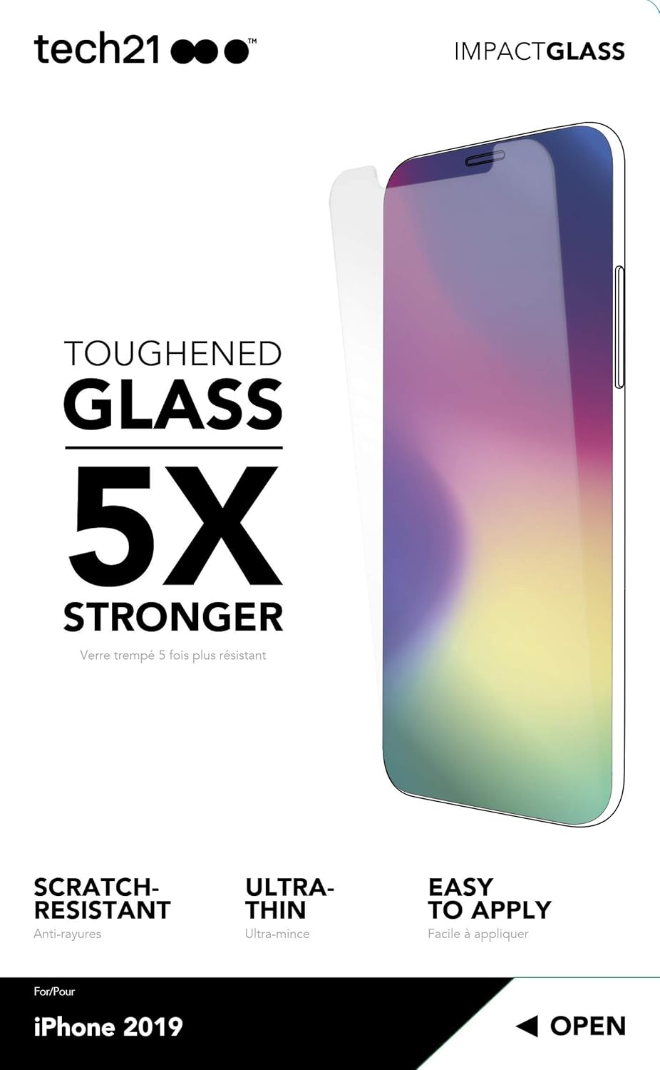 Tech21 Screen Protector Scratch-Resistant Toughened Tempered Glass with BulletShield for Apple iPhone 11 Pro Max - Impact Glass - Clear