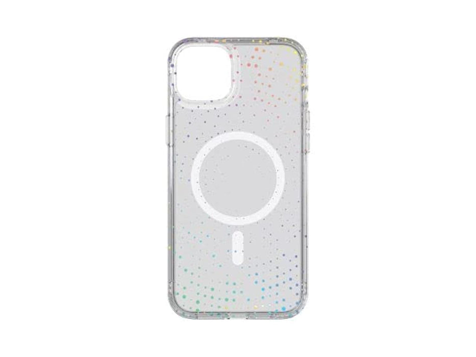 Tech21 Evo Sparkle hoesje voor iPhone 14 Plus, Geschikt voor MagSafe, Standaard telefoonhoesje, TPU materiaal, Transparant/Holografisch Glitter, Valbescherming: 3.6m