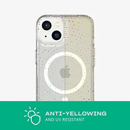 Tech21 Evo Sparkle hoesje voor iPhone 14 Plus, Geschikt voor MagSafe, Standaard telefoonhoesje, TPU materiaal, Transparant/Holografisch Glitter, Valbescherming: 3.6m