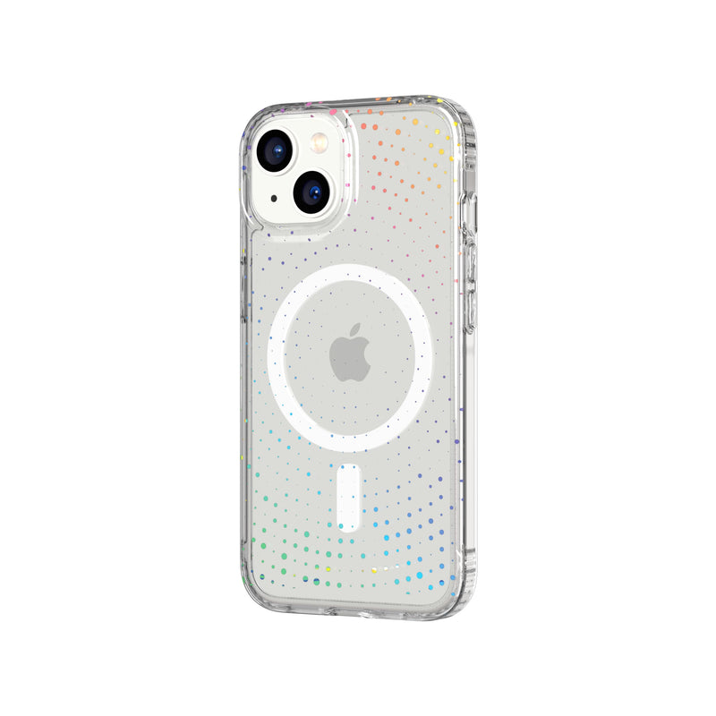 Tech21 Evo Sparkle hoesje voor iPhone 14 - Geschikt voor MagSafe - Standaard telefoonhoesje - TPU materiaal - Transparant/Holografisch Glitter - Onafhankelijk bewezen valbescherming: 3.6m