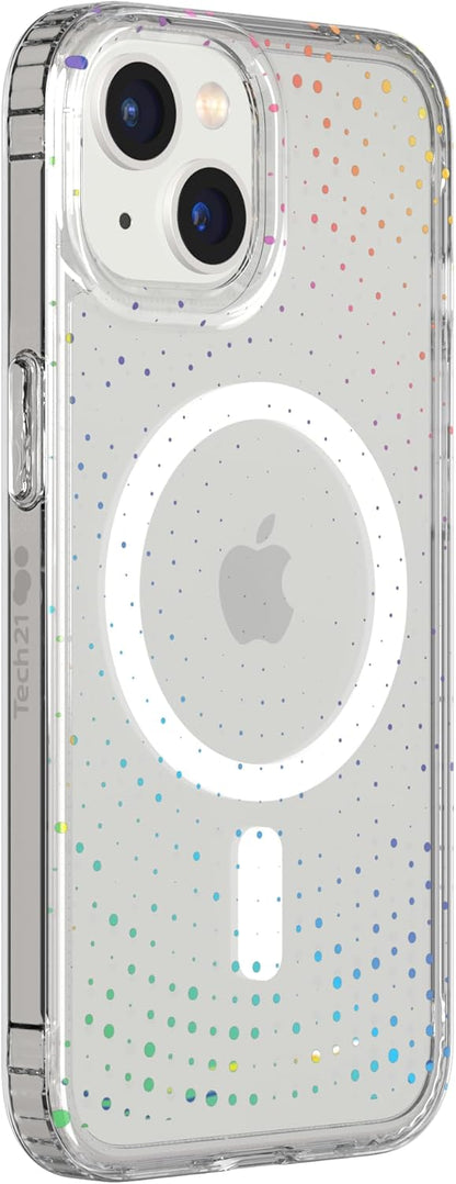 Tech21 Evo Sparkle hoesje voor iPhone 14 - Geschikt voor MagSafe - Standaard telefoonhoesje - TPU materiaal - Transparant/Holografisch Glitter - Onafhankelijk bewezen valbescherming: 3.6m