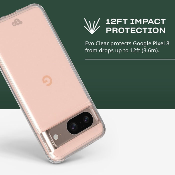 tech21 Evo Clear case for Goole Pixel 8 - Impact Protection Case - Slim Fit - Transparent