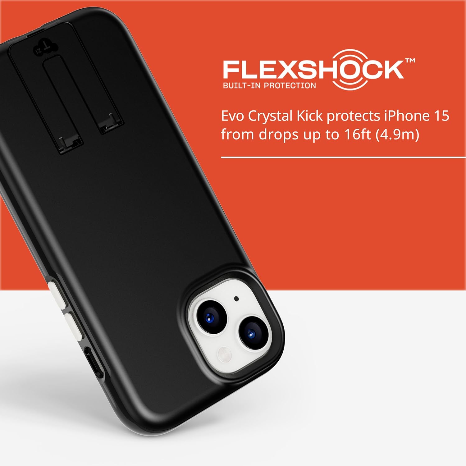 Tech21 Evo Crystal Kick case for iPhone 15 - Compatible with MagSafe - Impact Protection Case - Obsidian Black