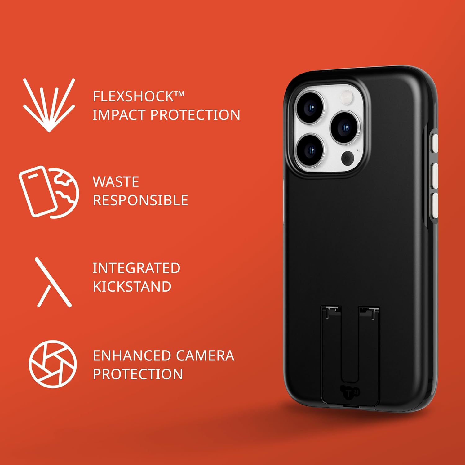 Tech21 Evo Crystal Kick case for iPhone 15 Pro - Compatible with MagSafe - Impact Protection Case - Obsidian Black