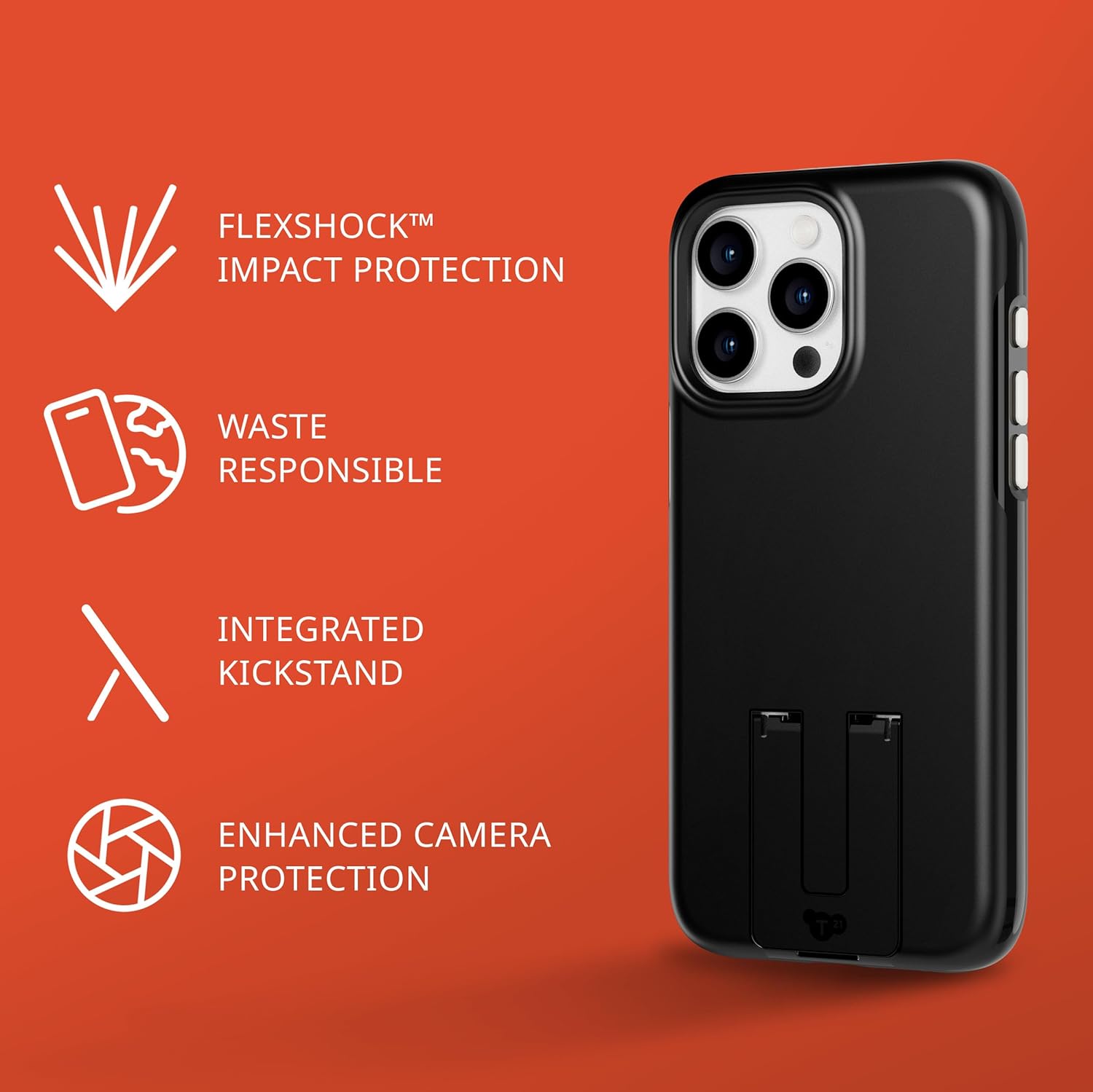 Tech21 Evo Crystal Kick case for iPhone 15 Pro Max - Compatible with MagSafe - Impact Protection Case - Obsidian Black