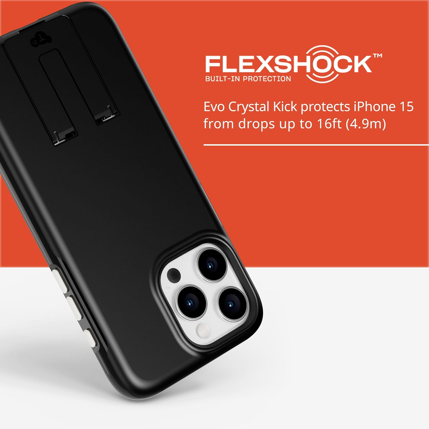 Tech21 Evo Crystal Kick case for iPhone 15 Pro Max - Compatible with MagSafe - Impact Protection Case - Obsidian Black