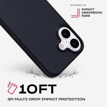 tech21 EvoLite - Funda Ultrafina para iPhone 16, protección contra Impactos, Color Negro