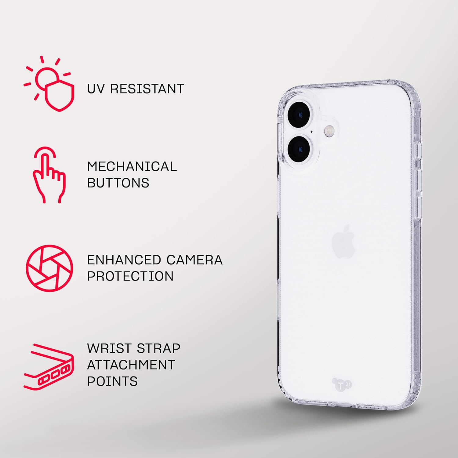 tech21 EvoLite Coque de Protection Ultra Fine pour iPhone 16 Plus Transparent