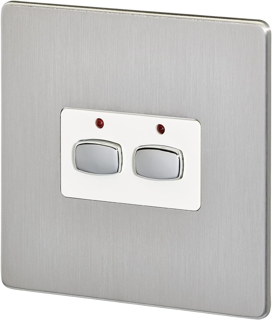 MiHome Smart Brushed Steel 2 Gang Light Switch