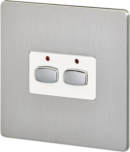 MiHome Smart Brushed Steel 2 Gang Light Switch