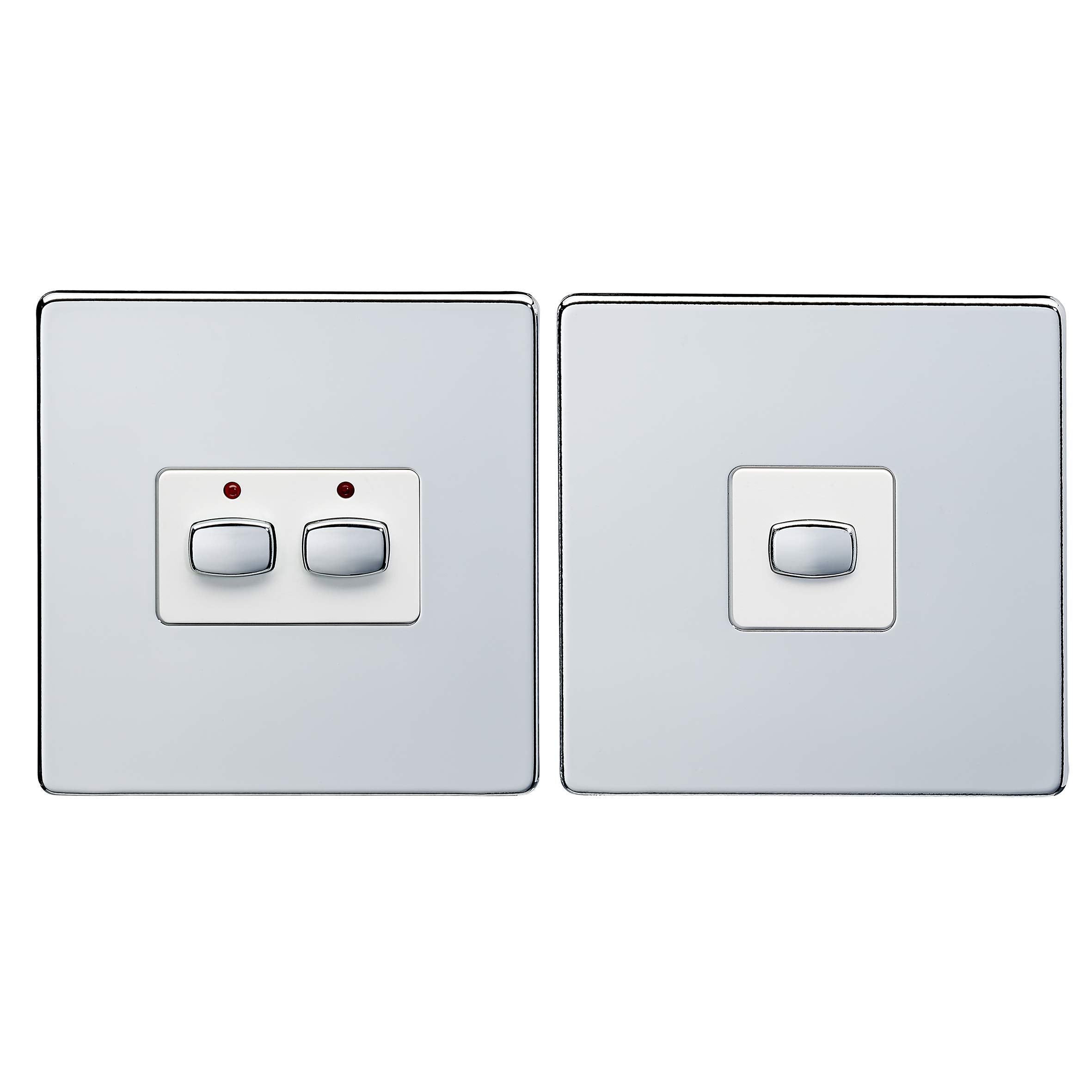 MiHome Smart Polished Chrome 2 Gang Light Switch (Two-way)