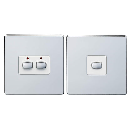 MiHome Smart Polished Chrome 2 Gang Light Switch (Two-way)