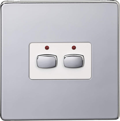 MiHome Smart Polished Chrome 2 Gang Light Switch (Two-way)