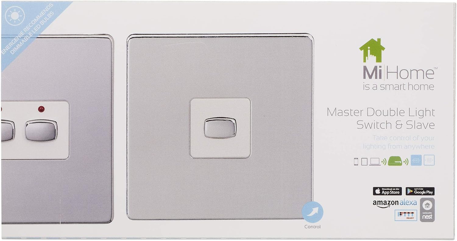 MiHome Smart Polished Chrome 2 Gang Light Switch (Two-way)