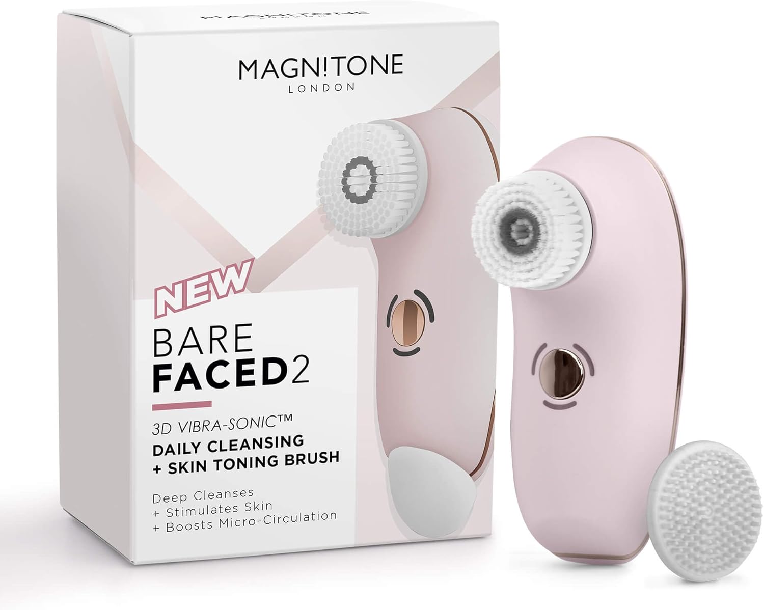 Magnitone BareFaced 2 Daily Cleansing and Skin Toning Brush - Pink